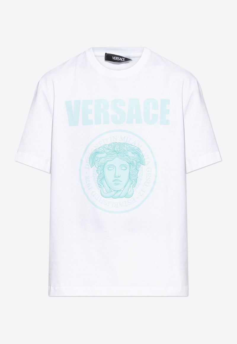 Versace Medusa Rock Print Crewneck T-shirt White 1013302 1A15083 1W000