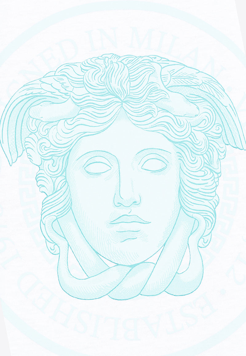 Versace Medusa Rock Print Crewneck T-shirt White 1013302 1A15083 1W000