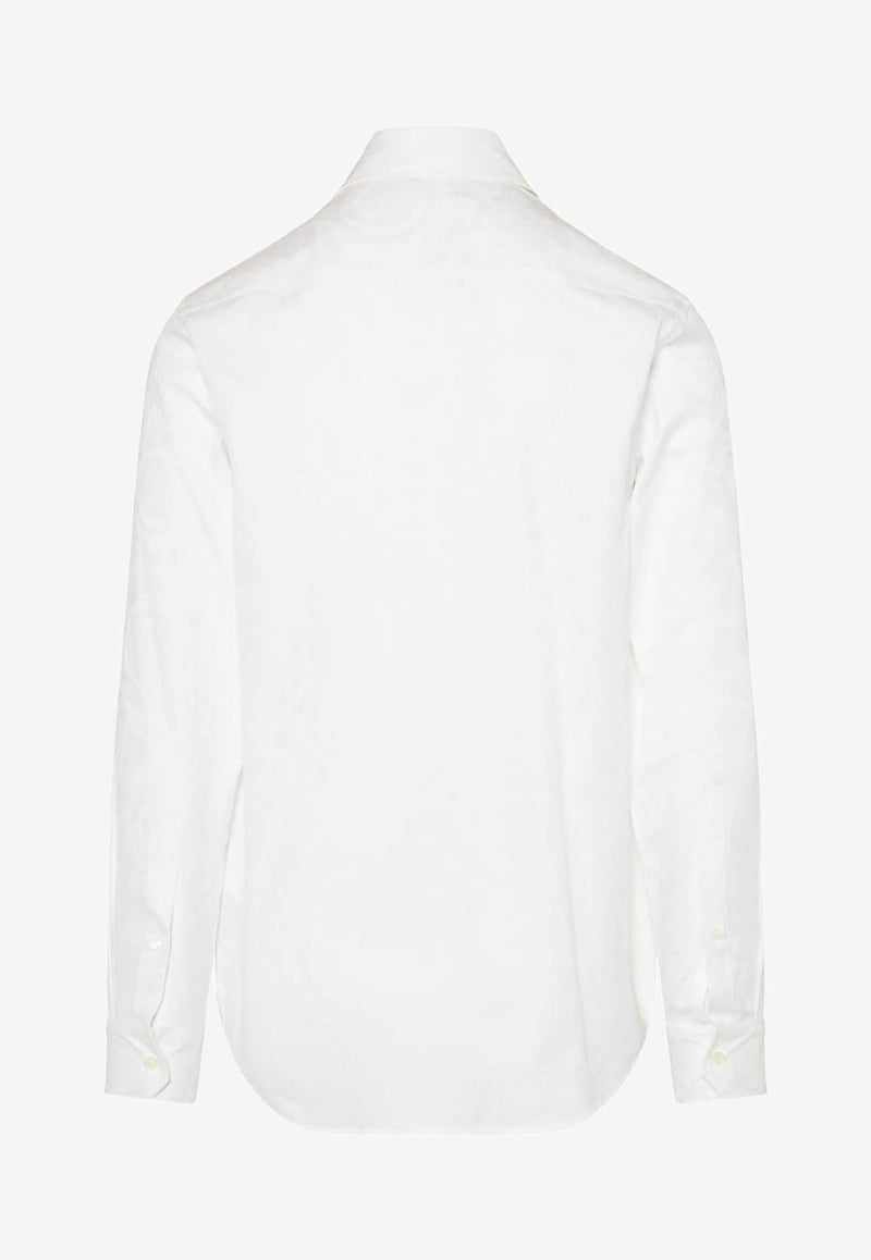 Versace Barocco Jacquard Long-Sleeved Shirt White 1013348 1A08883 1W000