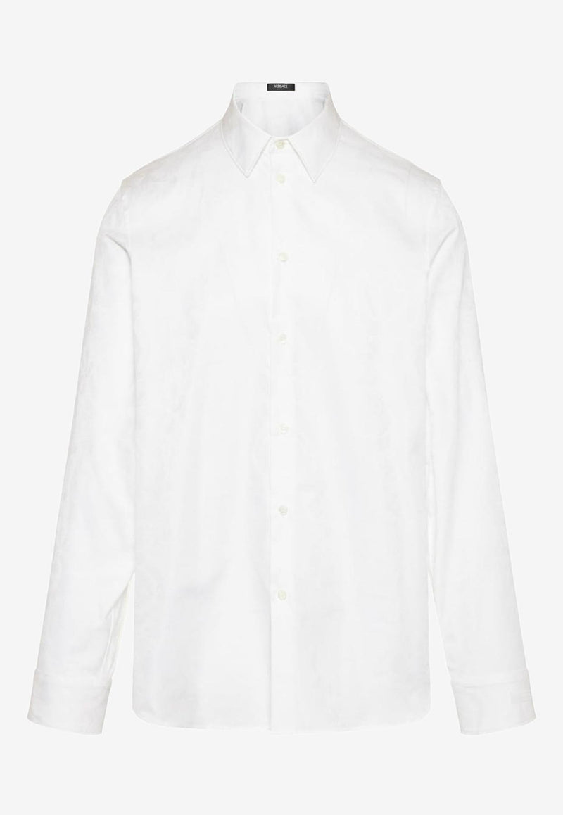 Versace Barocco Jacquard Long-Sleeved Shirt White 1013348 1A08883 1W000