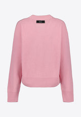Versace Logo Ribbed Knit Wool Sweater 1013403 1A09518 1PR20 Pink