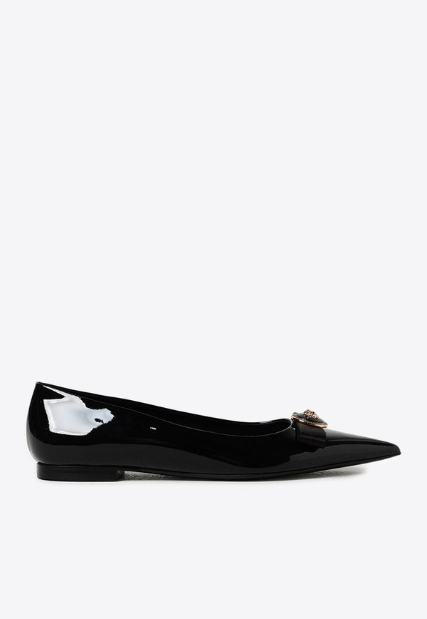 Versace Medusa Pointed Ballet Flats in Patent Leather 1013456 1A08983 1B00V Black