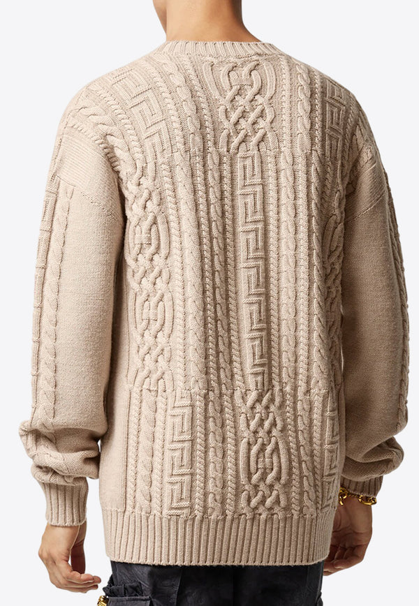 Versace Medusa Cable Knit Wool Sweater 1013556 1A09578 1KD40 Beige