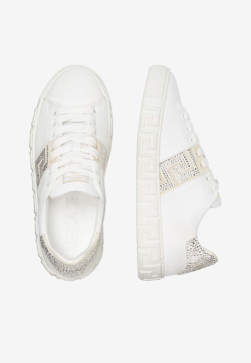 Versace Crystal Greca Low-Top Sneakers White 1013568 1A11545 2WQ00