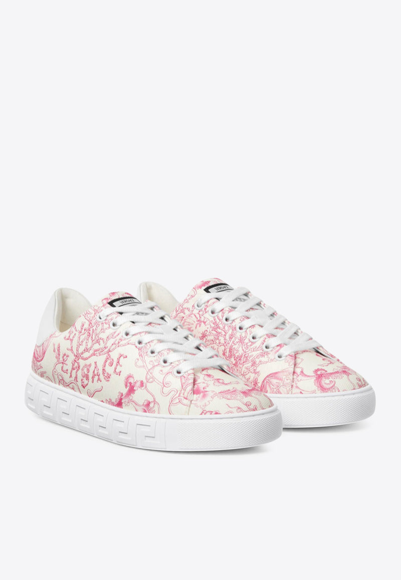 Versace Underwater Barocco Greca Low-Top Sneakers Pink 1013568 1A15483 5K660