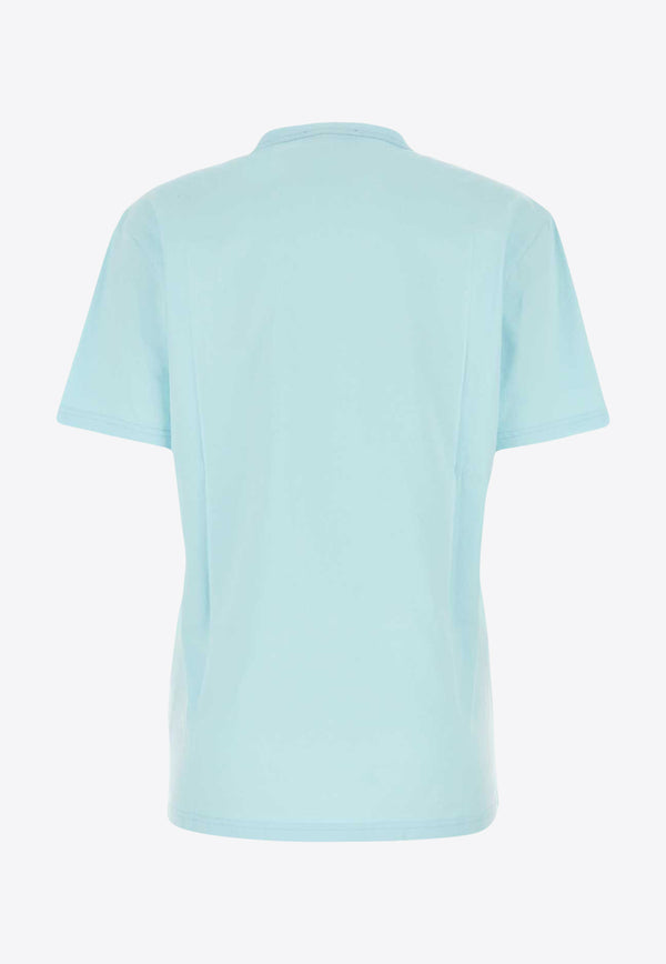 Versace Logo Embroidery Short-Sleeved T-shirt 1013600 1A10135 1VD50 Blue