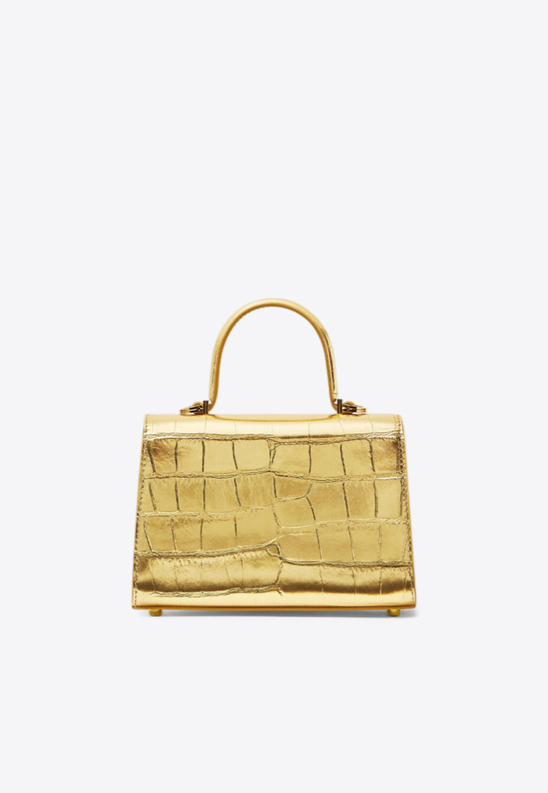 Versace Small Medusa 95 Croc-Embossed Leather Top Handle Bag Gold 1013824 1A10014 1X00V