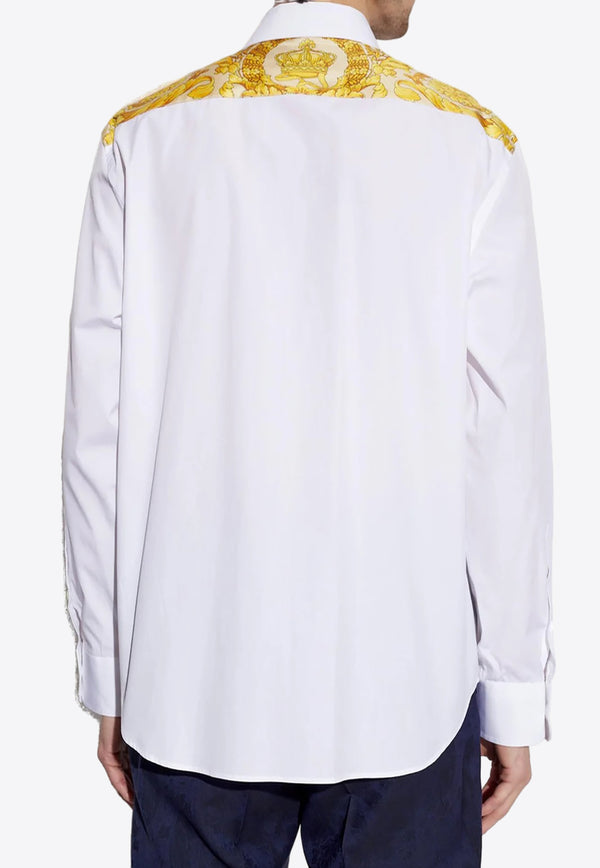 Versace Barocco Print Long-Sleeved Shirt 1013870 1A09742 5K410 White