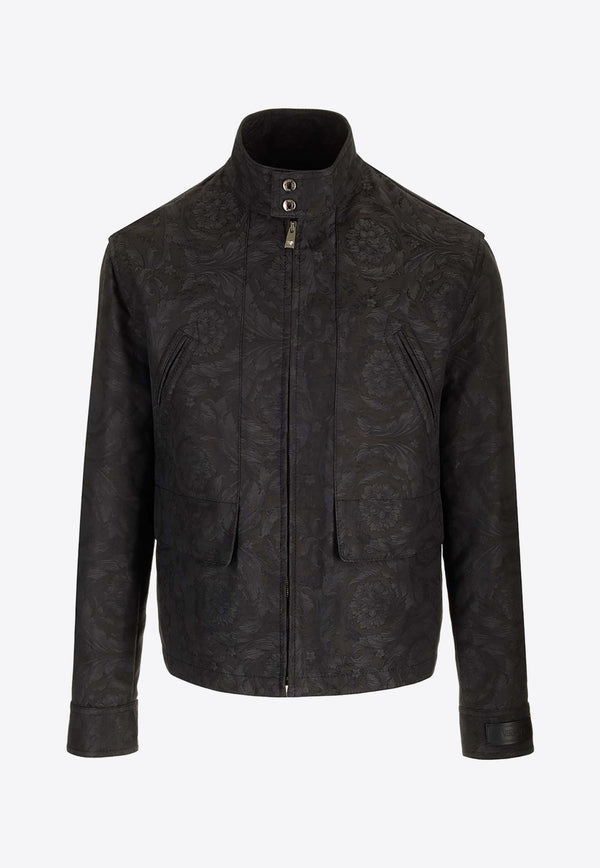 Versace Barocco Pattern Zip-Up Jacket 1013888 1A09781 1E880 Gray