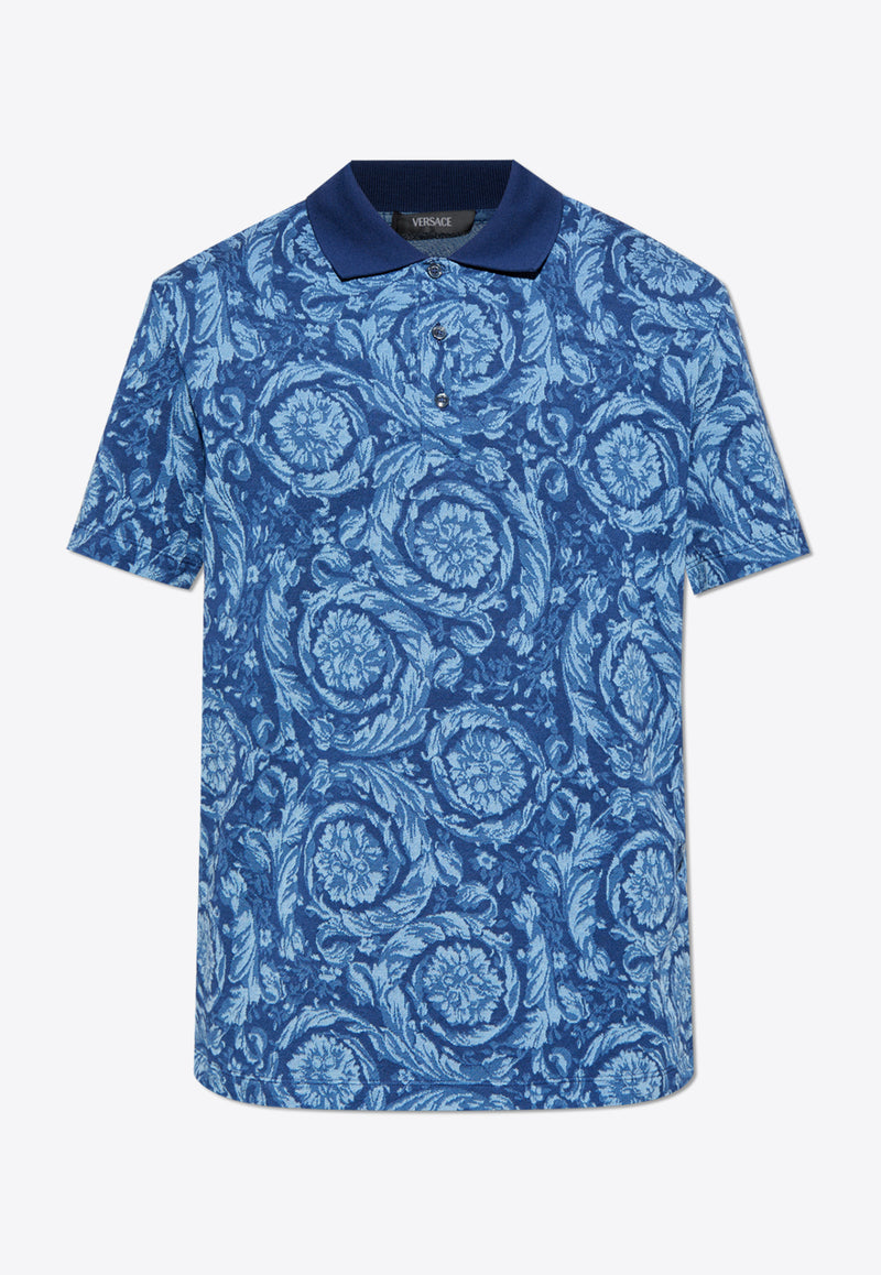 Versace Barocco Jacquard Polo T-shirt Blue 1013906 1A09796 2UZ50