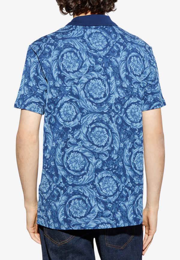 Versace Barocco Jacquard Polo T-shirt Blue 1013906 1A09796 2UZ50