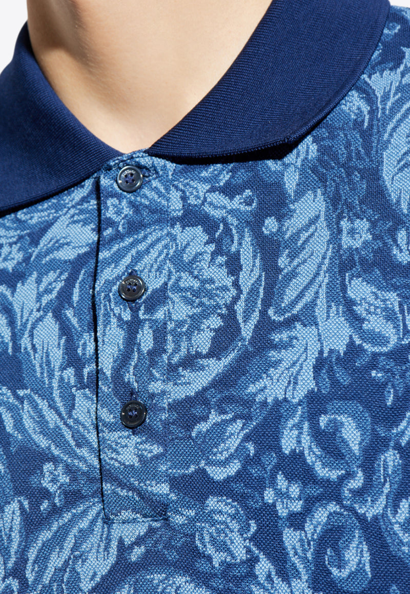 Versace Barocco Jacquard Polo T-shirt Blue 1013906 1A09796 2UZ50
