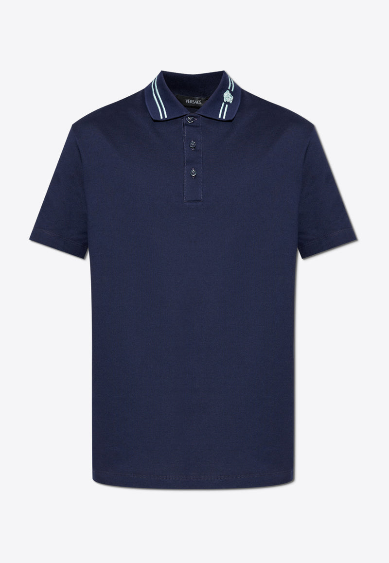 Versace Medusa Embroidered Polo T-shirt Blue 1013906 1A13463 1UI20