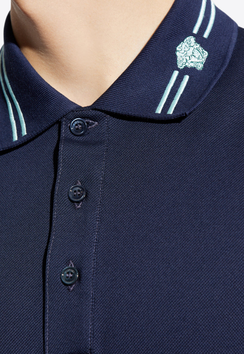 Versace Medusa Embroidered Polo T-shirt Blue 1013906 1A13463 1UI20