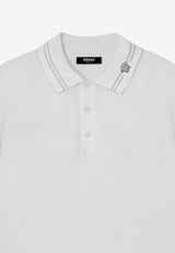 Versace Logo-Embroidered Polo T-shirt White