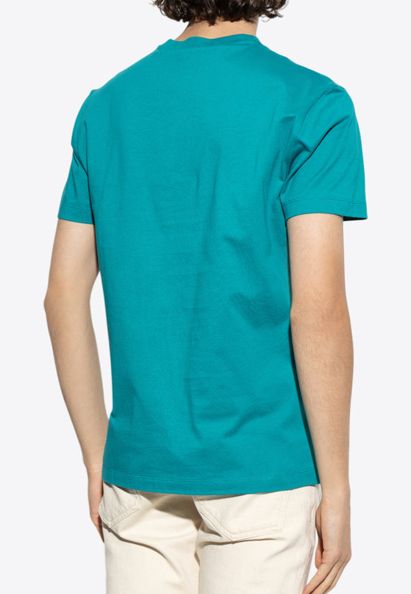 Versace Logo Print Crewneck T-shirt Blue 1013944 1A14377 1GO60
