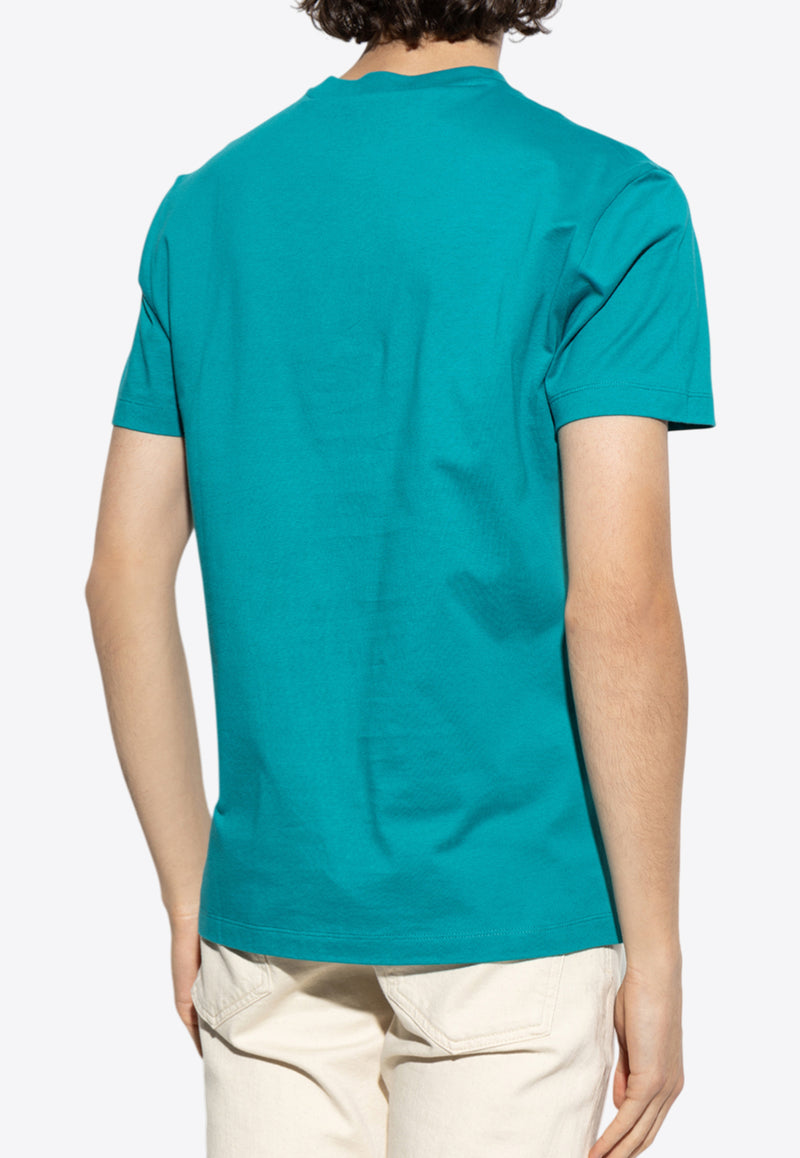 Versace Logo Print Crewneck T-shirt Blue 1013944 1A14377 1GO60