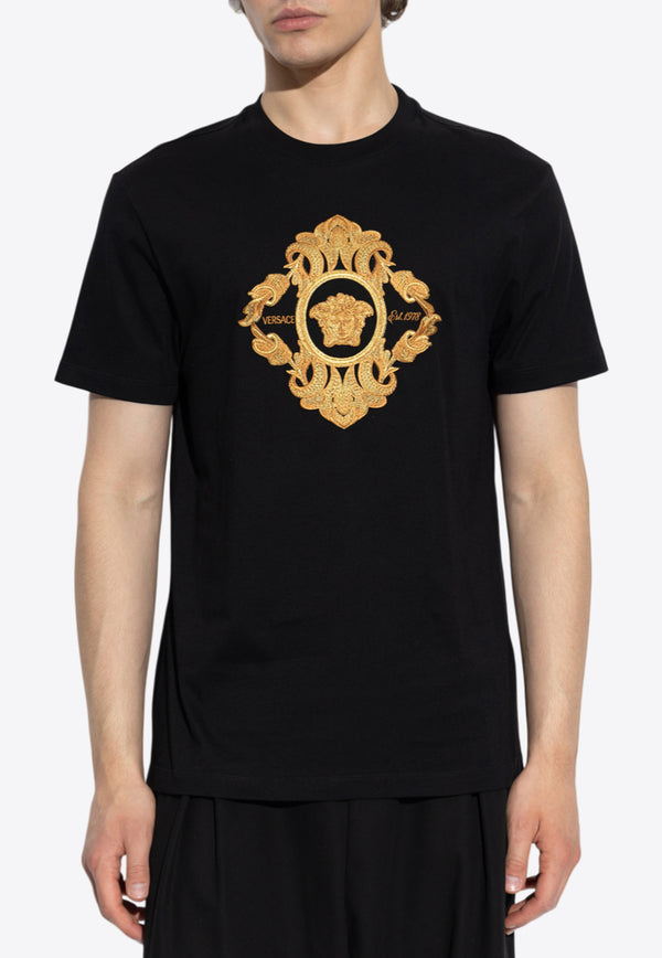 Versace Architectural Baroque Crest T-shirt Black 1013944 1A15070 1B000