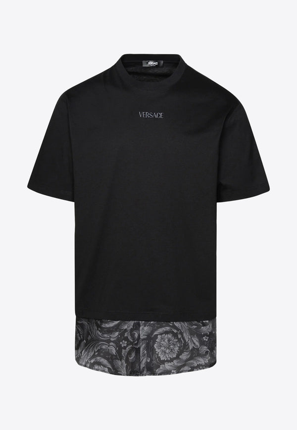 Versace Barocco Panel Logo T-shirt 1013945 1A09484 1B000 Black