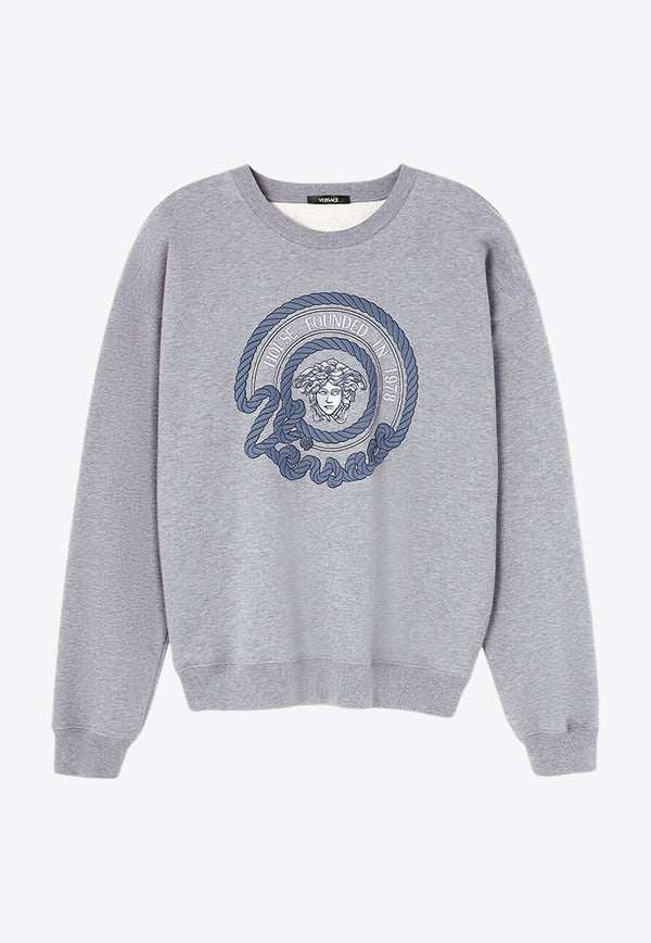 Versace Nautical Medusa Embroidered Sweatshirt 1013969 1A09916 1E100 Gray