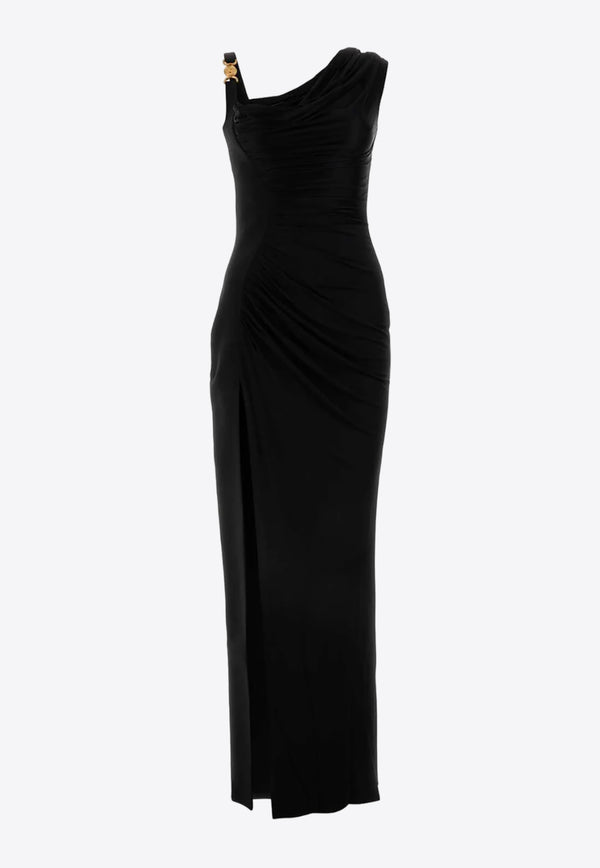 Versace Medusa Draped Maxi Dress 1014127 1A00572 1B000 Black