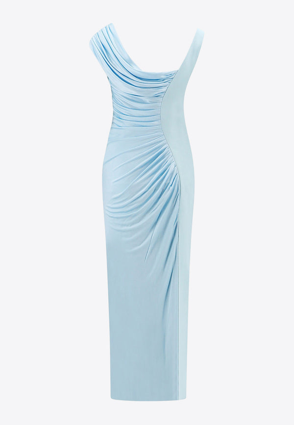 Versace Medusa Draped Maxi Dress 1014127 1A00572 1VD50 Blue