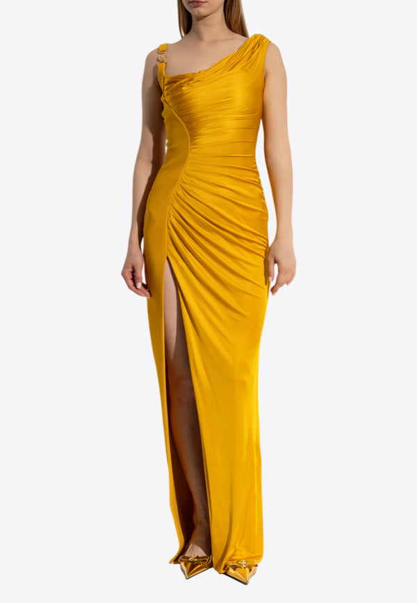Versace Medusa 95 Asymmetric Draped Gown Gold 1014127 1A12497 1O980