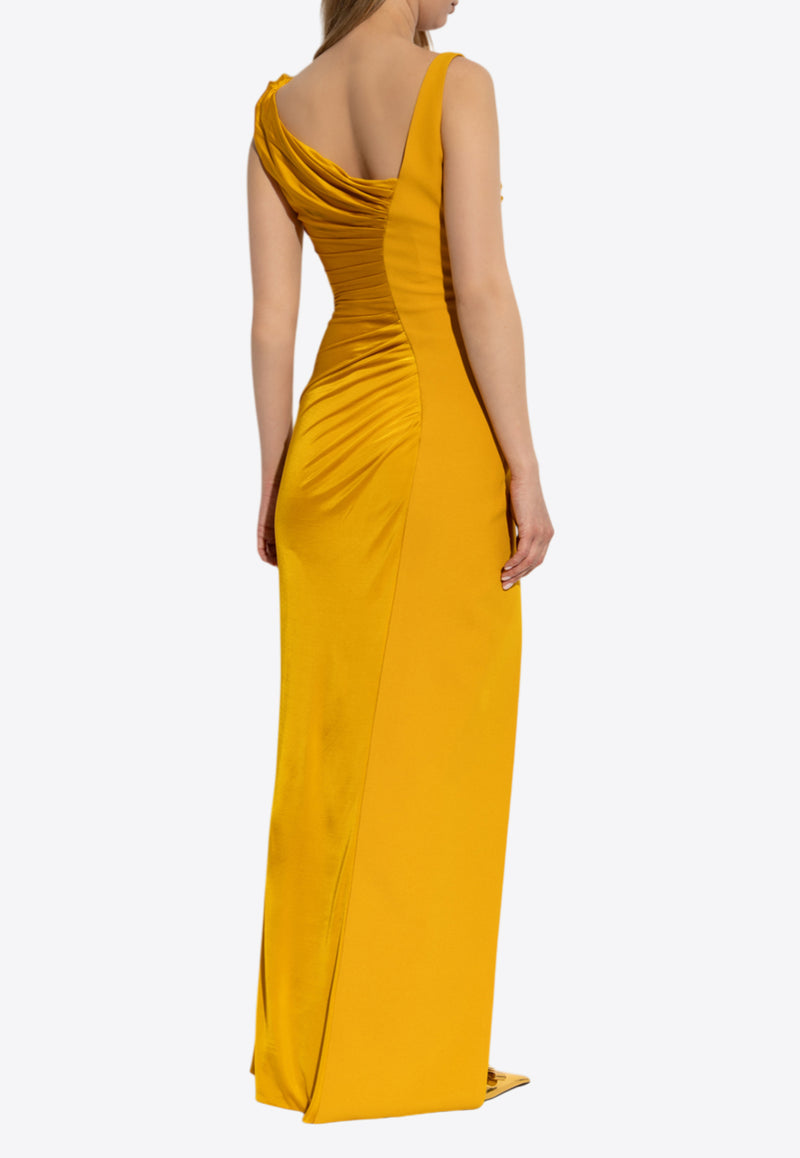 Versace Medusa 95 Asymmetric Draped Gown Gold 1014127 1A12497 1O980