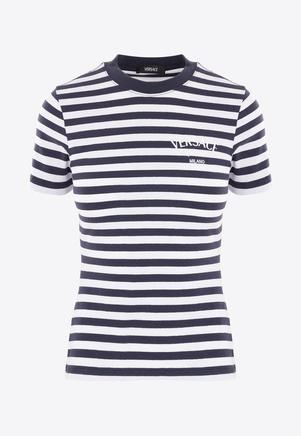 Versace Nautical Stripe Short-Sleeved T-shirt 1014414 1A10133 6WC10 Blue