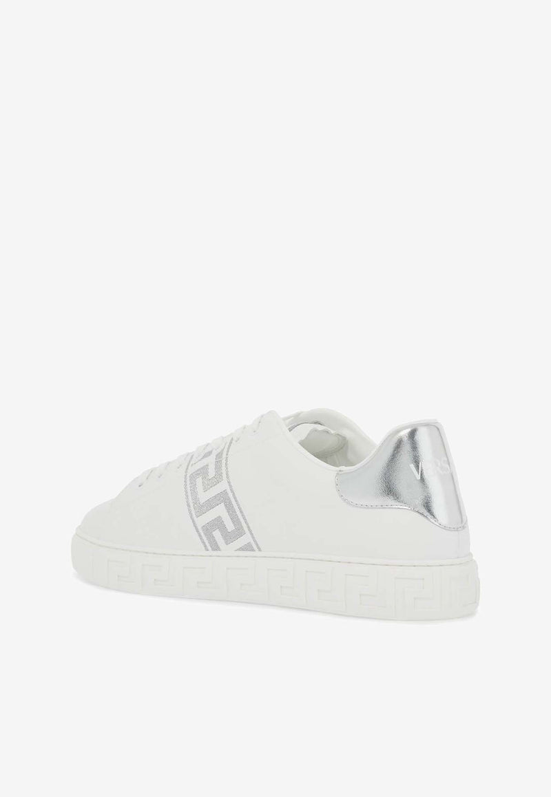 Versace Greca Embroidered Low-Top Sneakers White 1014460 1A00776 2W270