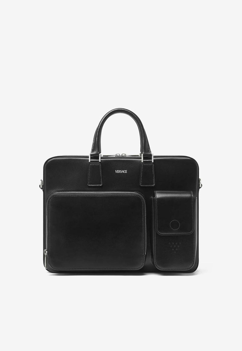 Versace Cargo Calf Leather Briefcase Black 1014483 1A09308 1B00P