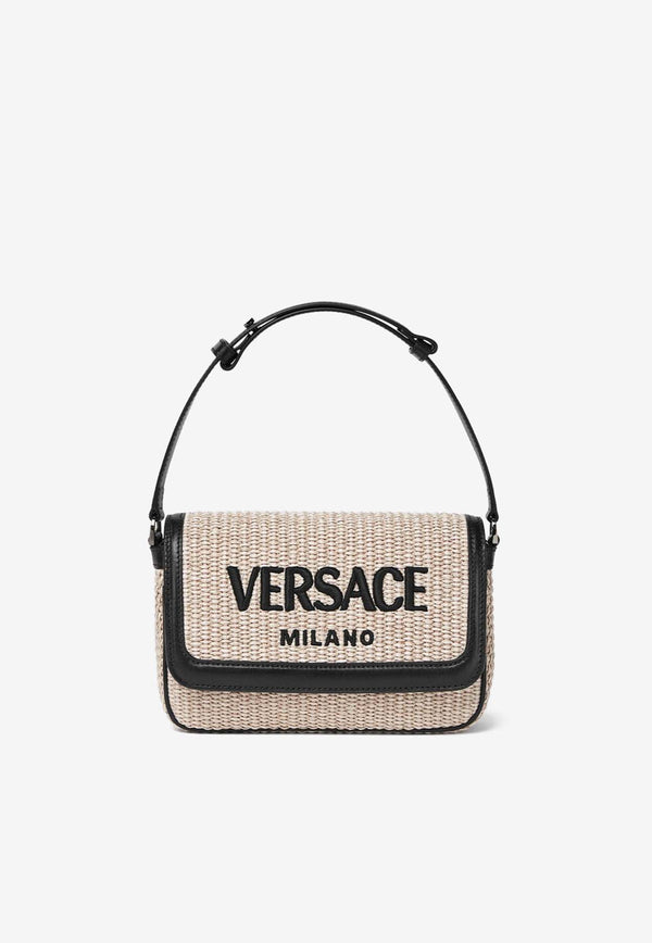 Versace Versace Milano Woven Raffia Shoulder Bag Beige 1015281 1A09445 2KJ7E