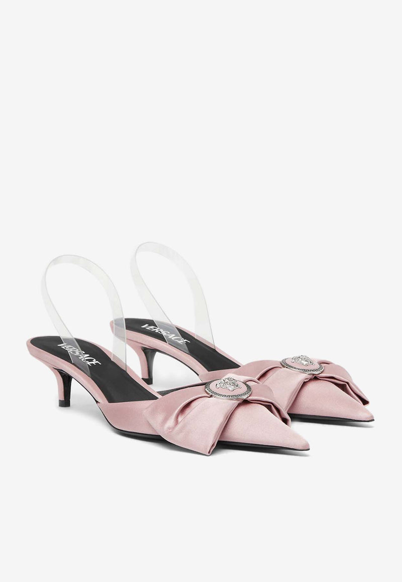 Versace Alia 45 Slingback Satin Pumps Pink 1015424 1A08415 1PT2P