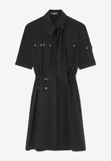 Versace Cargo Lavallière Mini Shirt Dress Black 1015669 1A04040 1B000