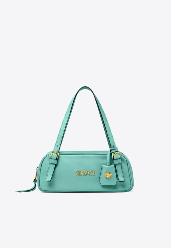 Versace Logo Tag Leather Shoulder Bag Turquoise 1015792 1A13171 1GO5V