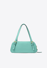 Versace Logo Tag Leather Shoulder Bag Turquoise 1015792 1A13171 1GO5V