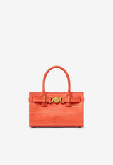 Versace Mini Medusa '95 Croc-Embossed Leather Handbag Orange 1015820 1A08724 1RA8V