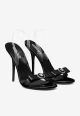 Versace Gianni Ribbon 110 Patent Leather Sandals Black 1015884 1A08425 1B00P