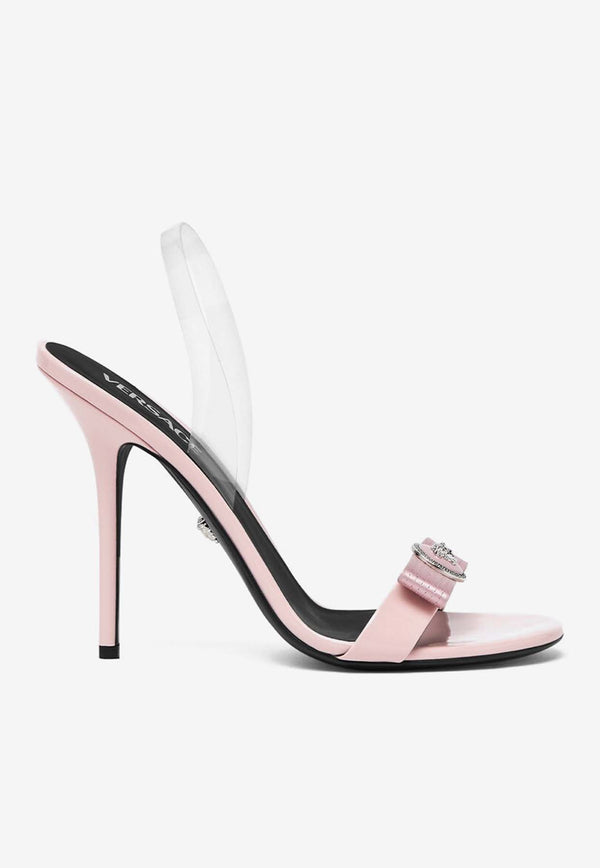 Versace Gianni Ribbon 110 Patent Leather Sandals Pink 1015884 1A08425 1PT2P