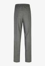 Versace Tapered-Leg Houndstooth Wool Pants Gray 1016236 1A11263 2EJ00