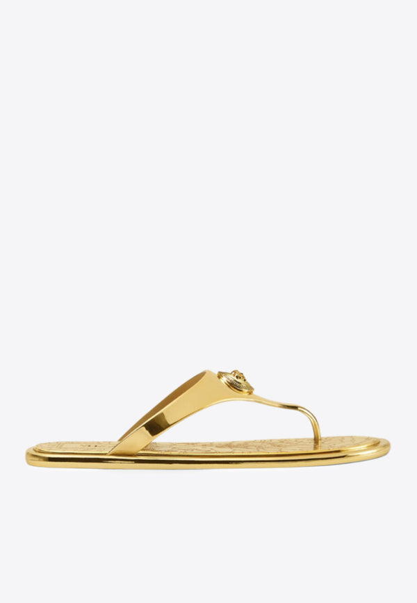 Versace Alia Metallic Flat Sandals Gold 1016248 1A14478 1X00V