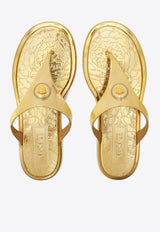 Versace Alia Metallic Flat Sandals Gold 1016248 1A14478 1X00V