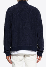Versace Barocco Jacquard Towel Zip-Up Sweatshirt Blue 1016328 1A11044 1UI20
