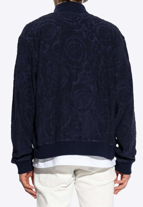 Versace Barocco Jacquard Towel Zip-Up Sweatshirt Blue 1016328 1A11044 1UI20