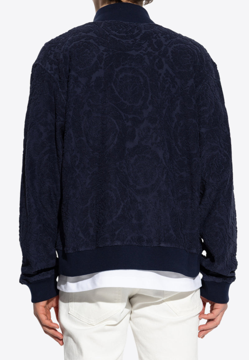 Versace Barocco Jacquard Towel Zip-Up Sweatshirt Blue 1016328 1A11044 1UI20