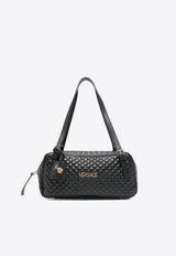 Versace Logo Tag Quilted Leather Shoulder Bag Black 1016428 1A14789 1B00V