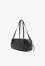 Versace Logo Tag Quilted Leather Shoulder Bag Black 1016428 1A14789 1B00V