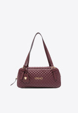Versace Logo Tag Quilted Leather Shoulder Bag Bordeaux 1016428 1A14789 1RC3V