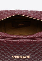 Versace Logo Tag Quilted Leather Shoulder Bag Bordeaux 1016428 1A14789 1RC3V