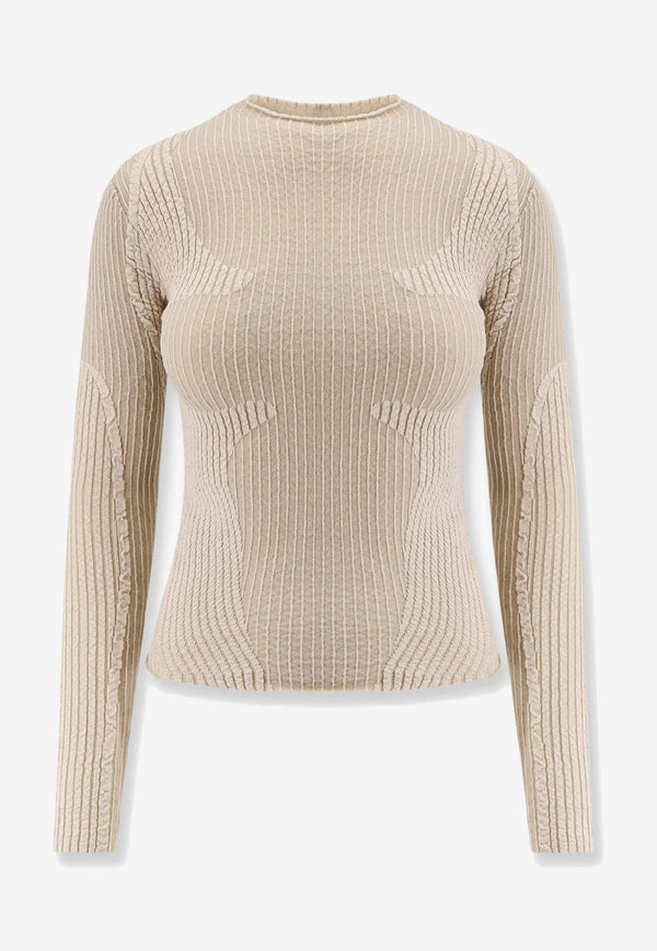 ROA Wavy Stretch Knit Top Beige RBWW022YA10_BEG0002_OneColor_31183784